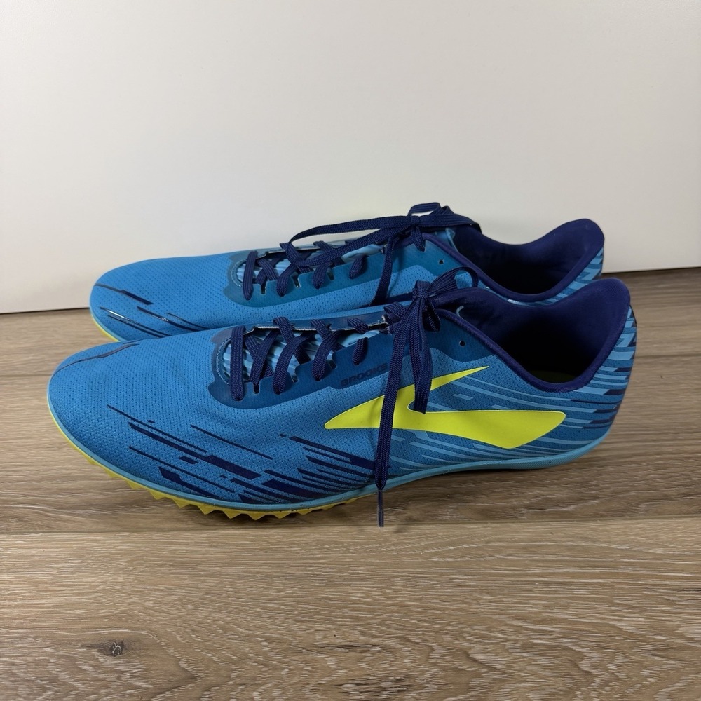 Brooks Mach 18 Men's Track Field‎ Running Racing Shoes Sz 15 Blue Yellow